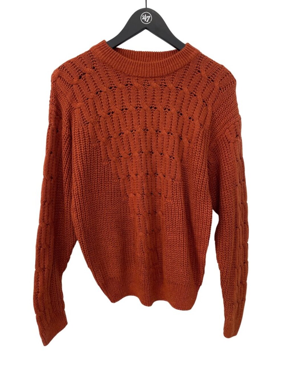 Vintage 90s Lord Isaacs Sweater Medium Cable Knit Pullover Rust Deadstock NEW